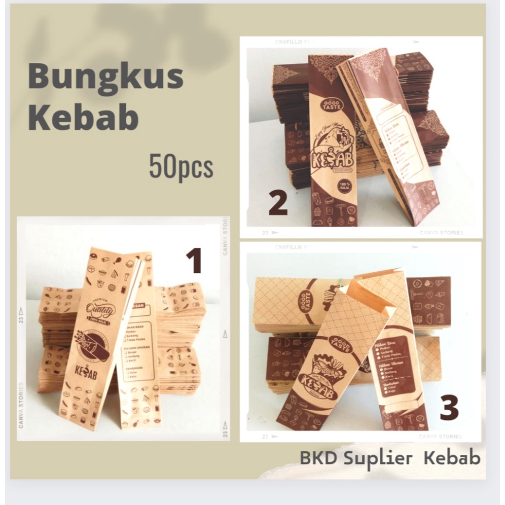 

Bungkus Wadah Kemasan Kantong Kebab kertas 50pcs