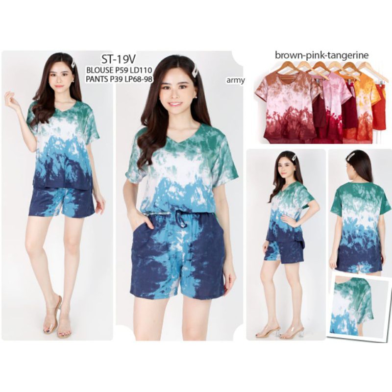 TIE DYE DAILY ONE SET | TIE DYE PAJAMAS RAYON | SETELAN RAYON HOT PANT | SETELAN TIE DYE PREMIUM