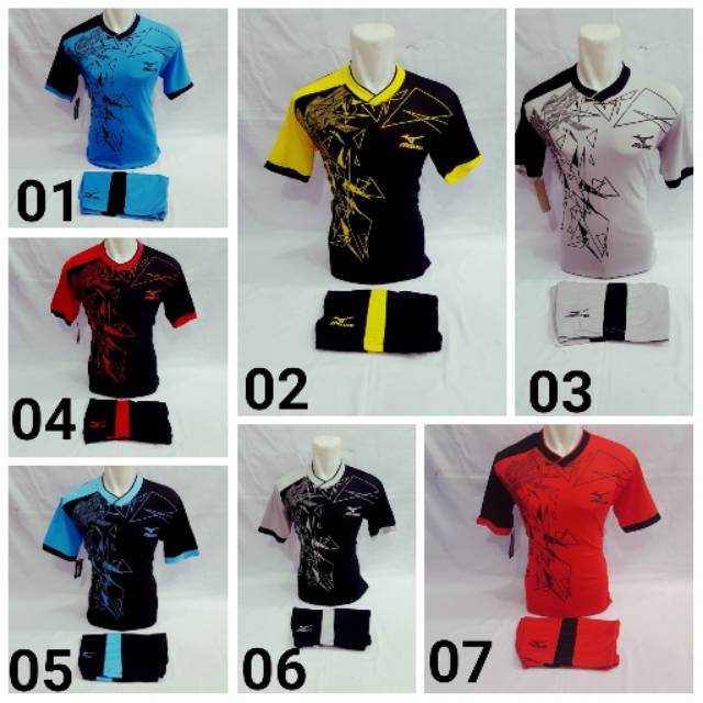  Baju  olahraga setelan MIZUNO  Pecahan Kaca kaos volly  