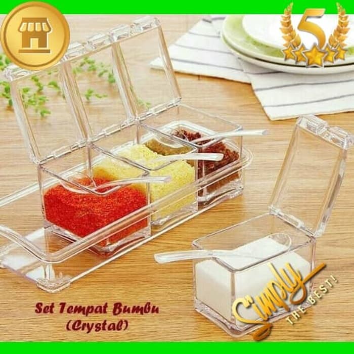 

Tempat bumbu Crystal isi 4 Rak Bumbu Dapur Kristal set Best Seller