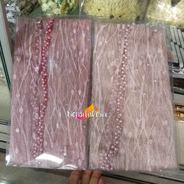 KERUDUNG PENGANTIN / VEIL MUTIARA MOTIF AKAR / VEIL MUTIARA POLOS / VEIL PENGANTIN