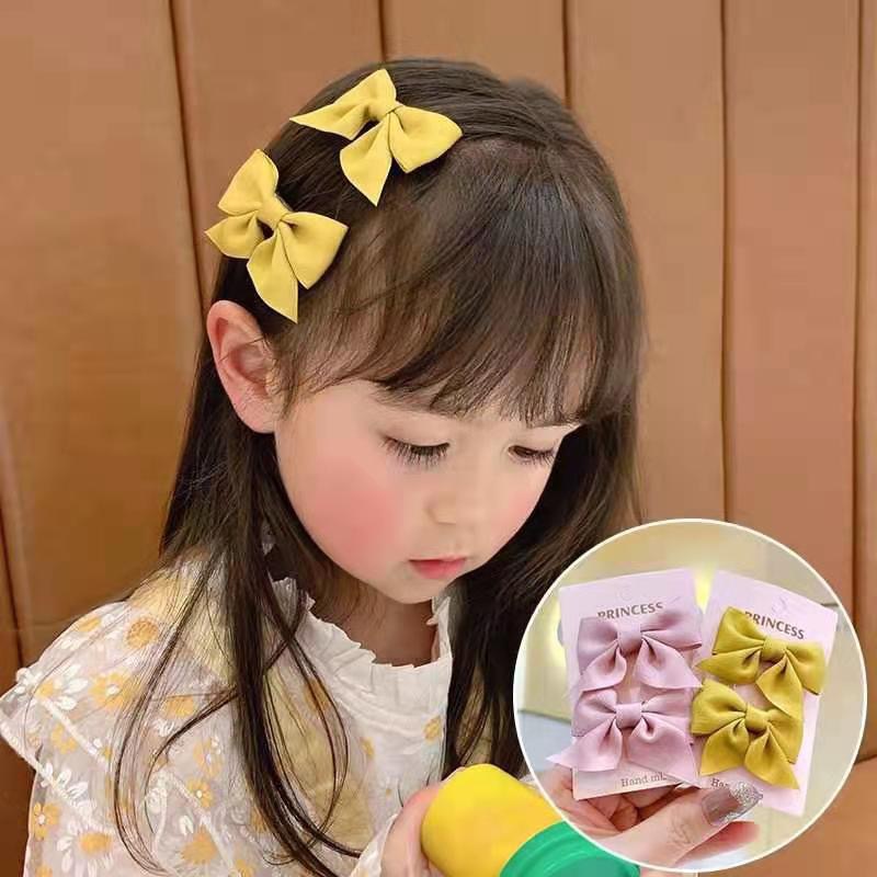 1 Set(2pcs) Jepit Rambut Pita Busur Korean Style Untuk Anak Perempuan