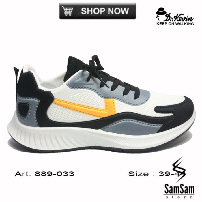 Dr. Kevin Sepatu Sport Pria Men Sneakers 889-033 - Putih/Kuning - Putih/KUning, 41