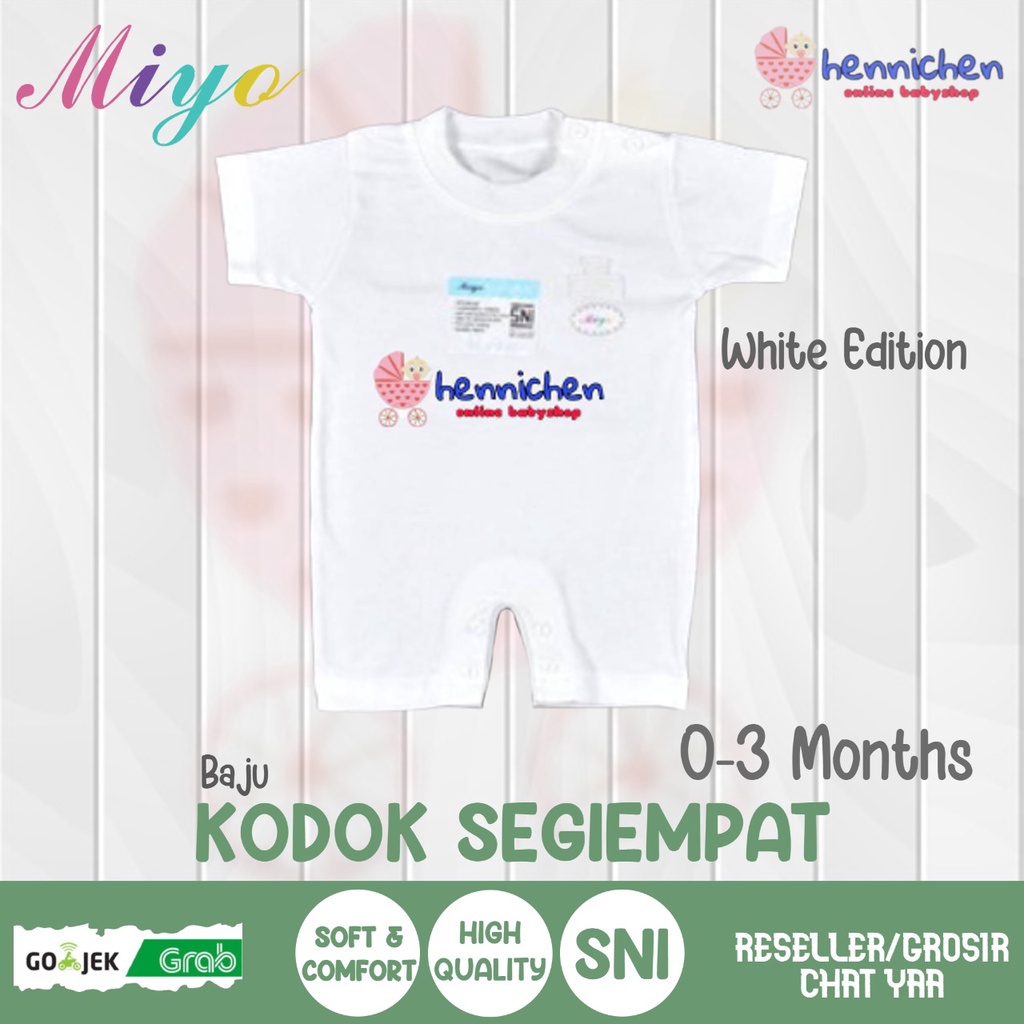 MIYO Baju Kodok Segiempat / Romper Bayi/Baby Putih Newborn (0-3M)