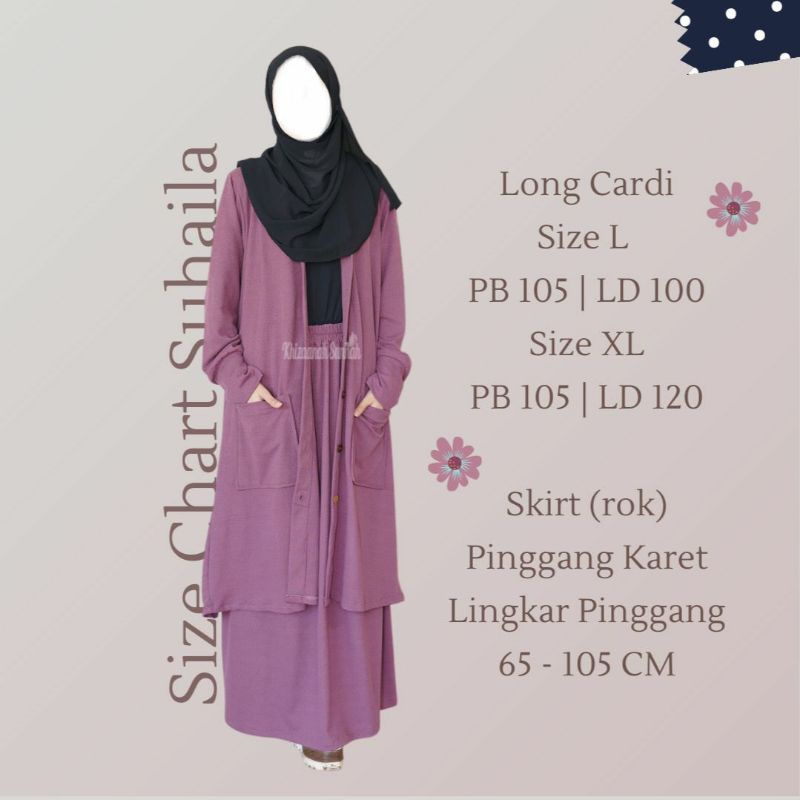 Set Suhaila long cardi dan rok bahan waffle uniqlo by Khizaanah sunnah