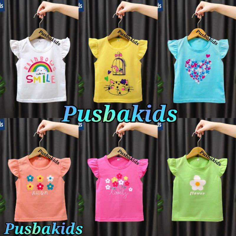 KAOS RUFFLE TEE - Baju Kaos Anak perempuan Model Tangan kupu-kupu