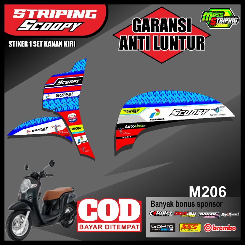 Sticker Striping Motor SCOOPY FI 2017 - 2020 - Striping Stiker MANDALIKA RACING TEAM INDONESIA - Lis