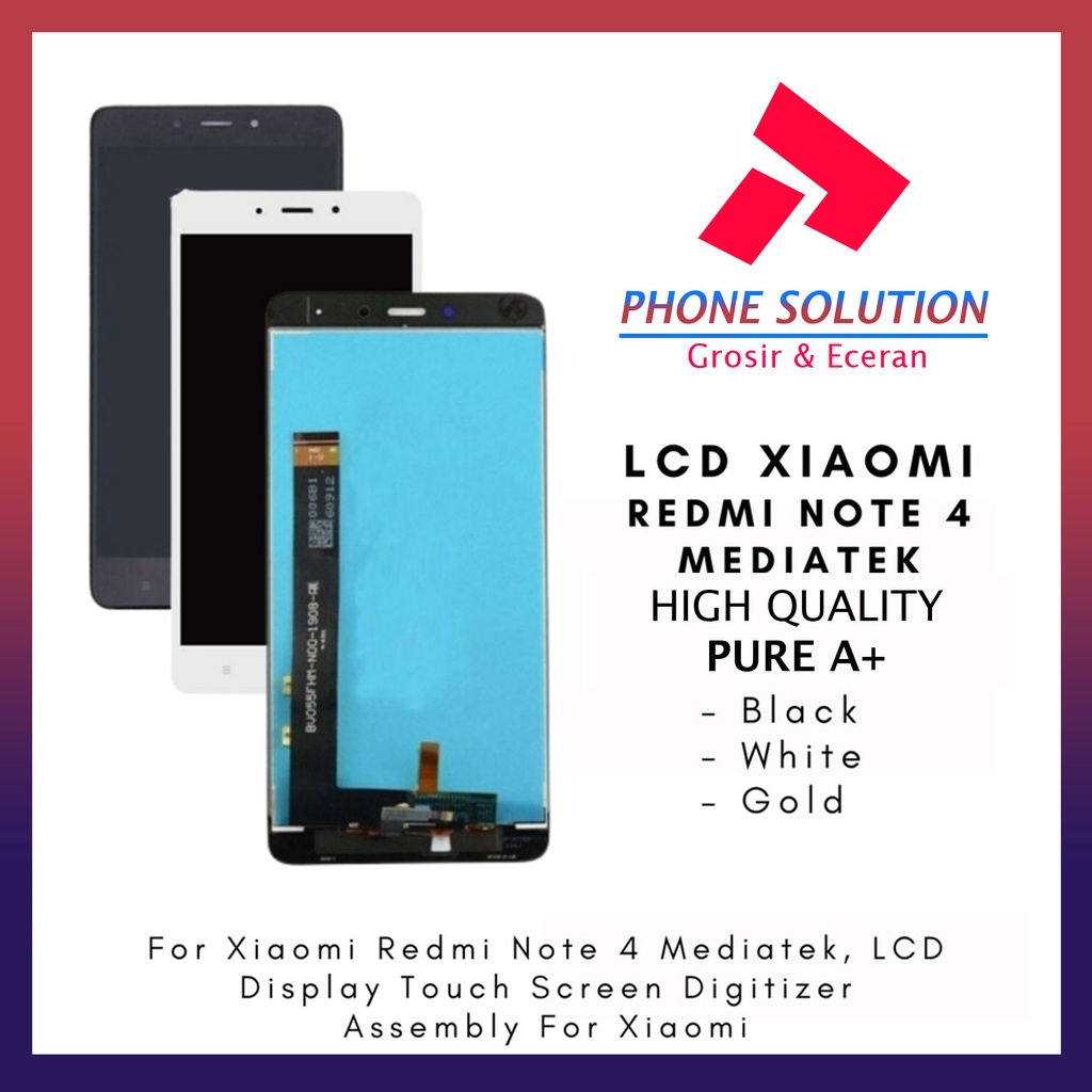 LCD Xiaomi Redmi Note 4 Processor Mediatek Fullset Touchscreen // Supplier LCD Xiaomi Redmi - Garansi 1 Bulan