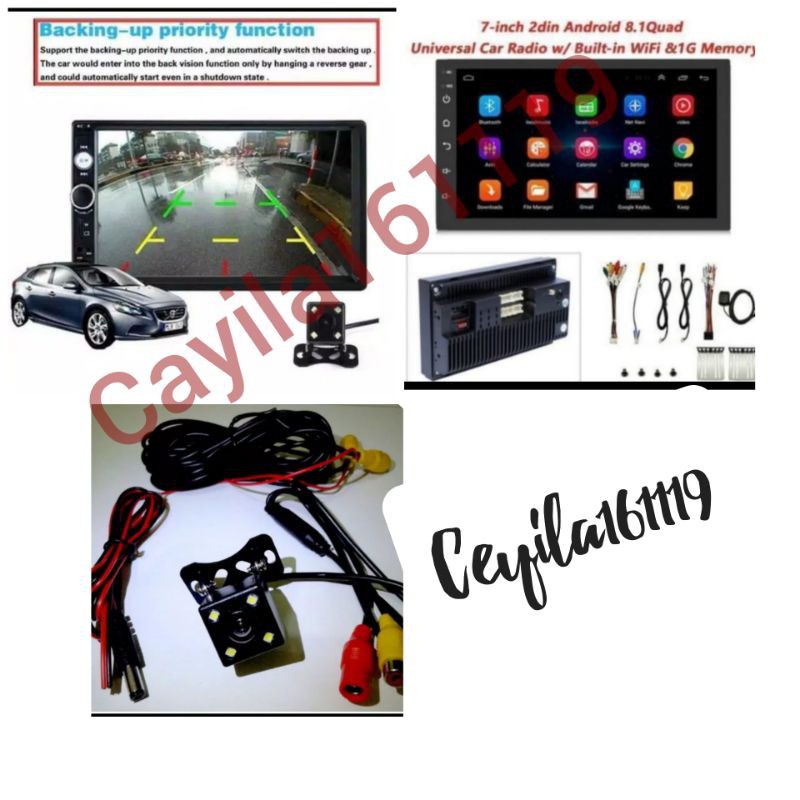 Head unit double din tape 7"inch & Camera mobil all new Brio android GPS