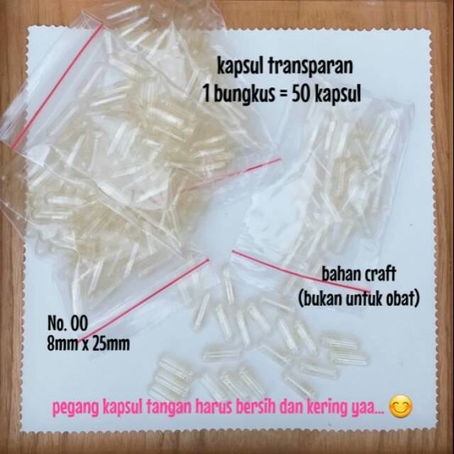 Kapsul transparan per kantong 50 pcs bahan craft