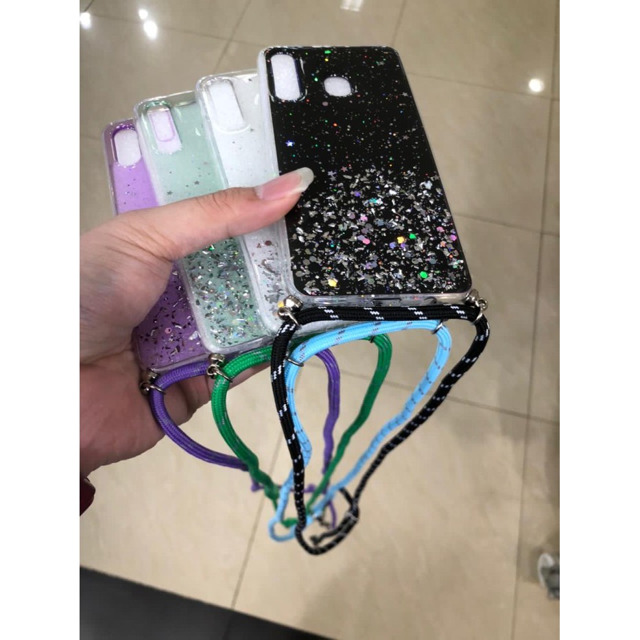 REALME 5/5 PRO/C17/C15/C12/C11/NARZO 20/REALME C2/AIK CASE TALI GANTUNGAN NAGITA GLITER LANYARD CASE