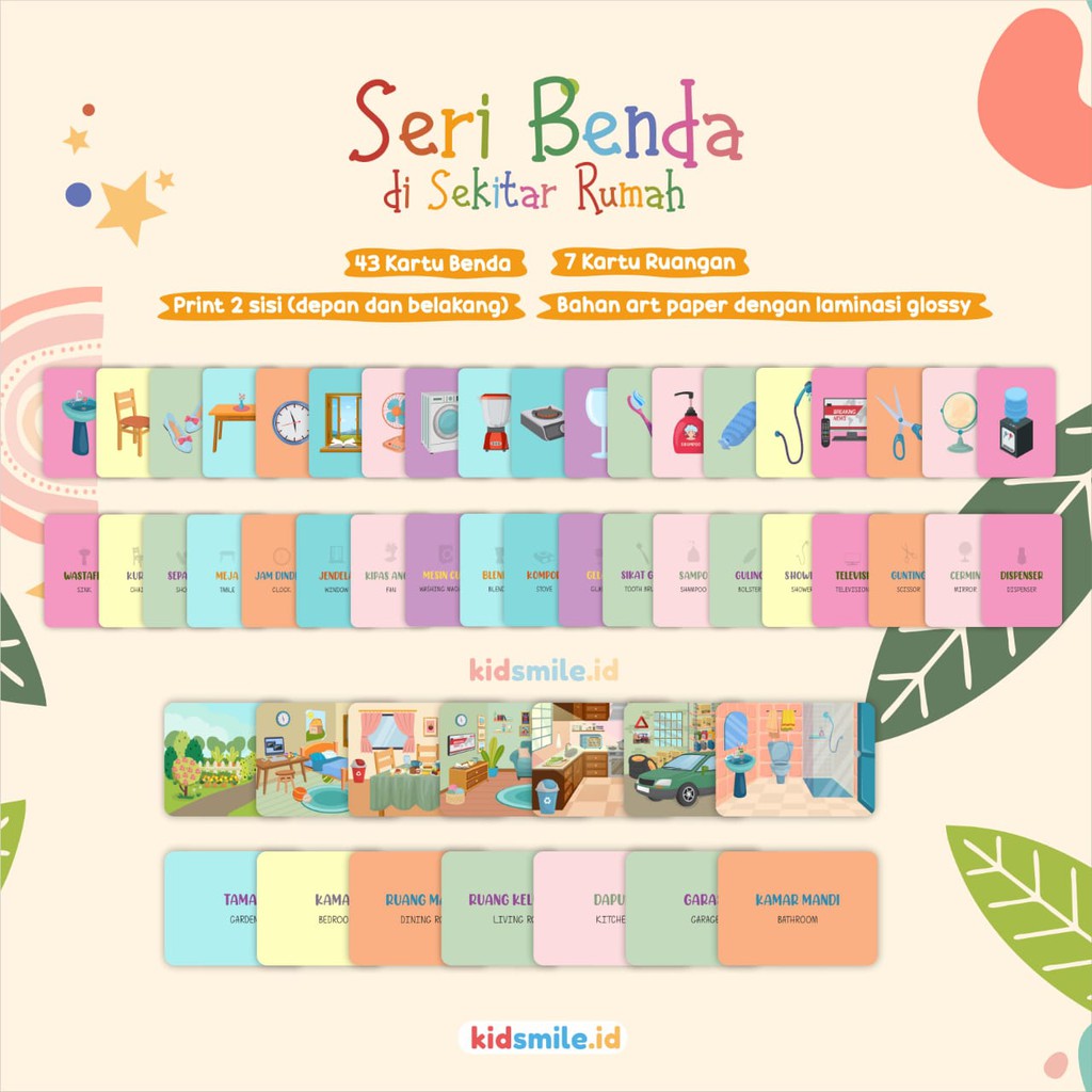 Mainan Edukasi Anak Flash Card Kidsmile BENDA DI SEKITAR RUMAH Flashcard Anak Flash Card Anak