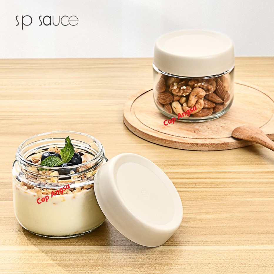 SP SAUCE AIRTIGHT GLASS JAR 280Ml STACKABLE TOPLES TABUNG KACA WADAH PENYIMPAN MAKANAN TEH YOGURT KUE KERING SNACK