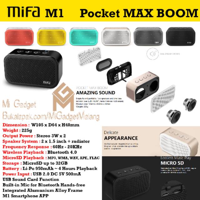 MiFa M1 Stereo Bluetooth Speaker Dengan MicroSD Slot