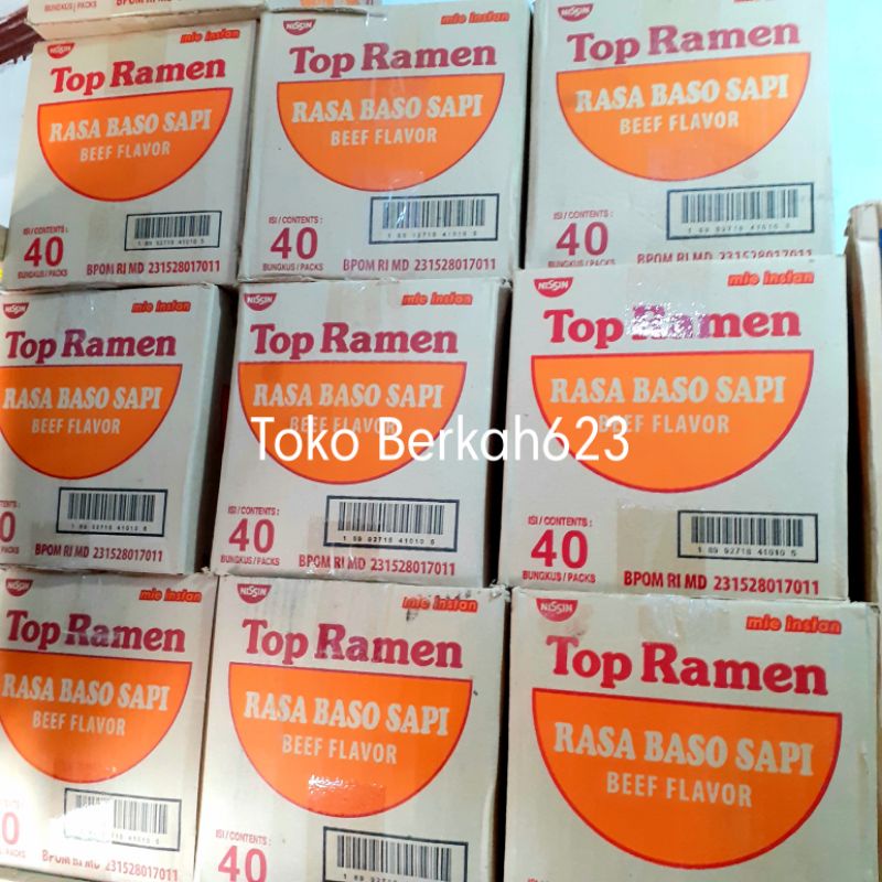 1 DUS Mie Top Ramen JADUL Baso Sapi 32gr Isi 40 Pcs - Top Ramen Jadul By NISSIN