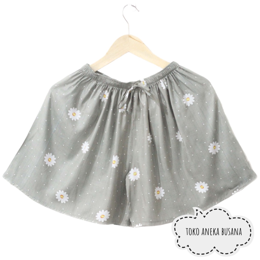 Celana Pendek Wanita Motif Bahan Rayon Adem Short Pants Harian Santai