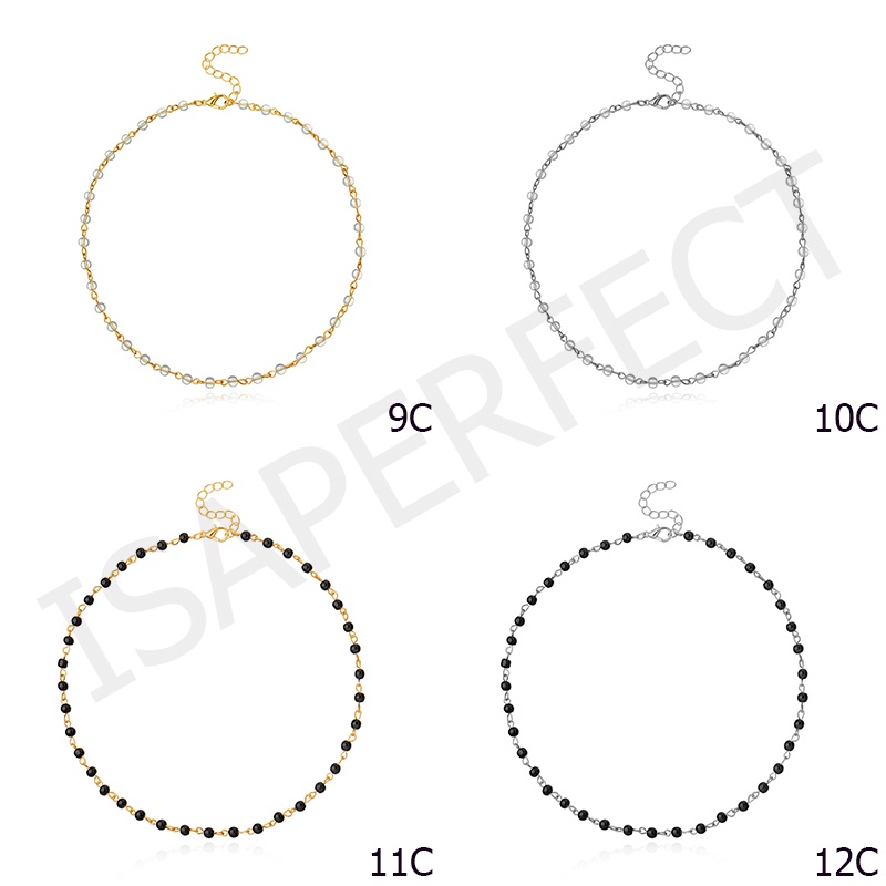 Fashion Mewah Hitam Kristal Kaca Manik Rantai Kalung Kalung untuk Wanita Bunga Lariat Kunci Kerah Kalung Perhiasan Pesta Pesona