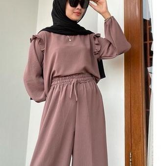 RUBY SET | SETELAN KULOT CREPE | OOTD WANITA MUSLIM TERKINI | SETELAN BLOUSE & CELANA KULOT