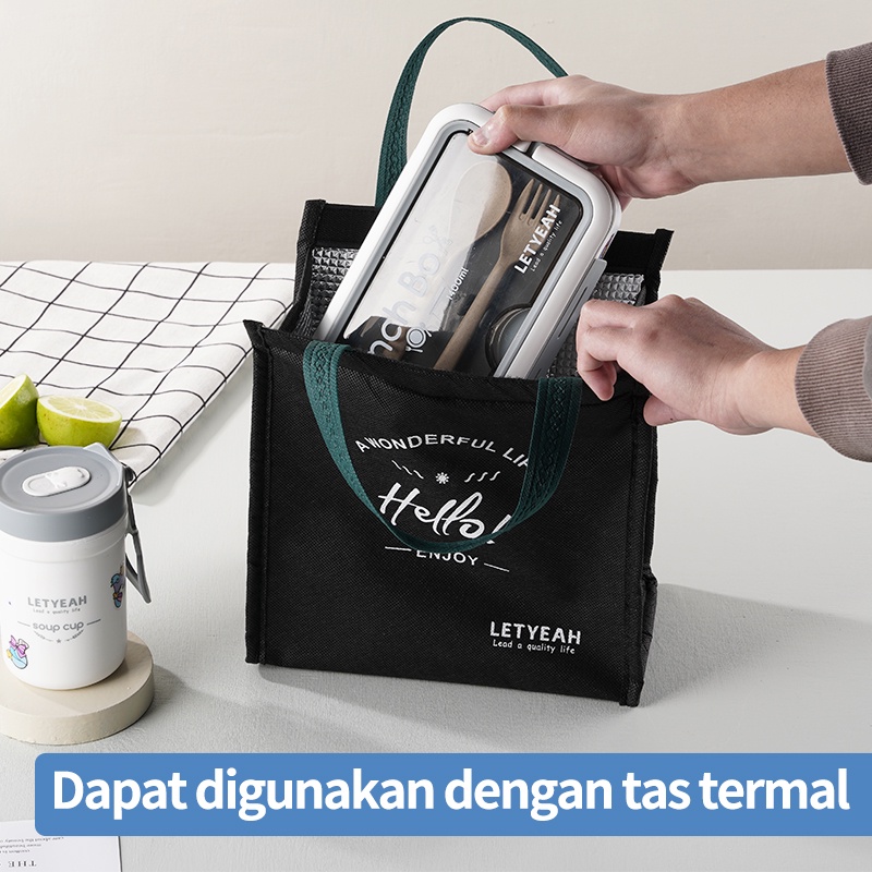 Letyeah &amp; Anantagt Kotak Makan bekal tas Set anti tumpah/Lunch Box dan cangkir sup portable