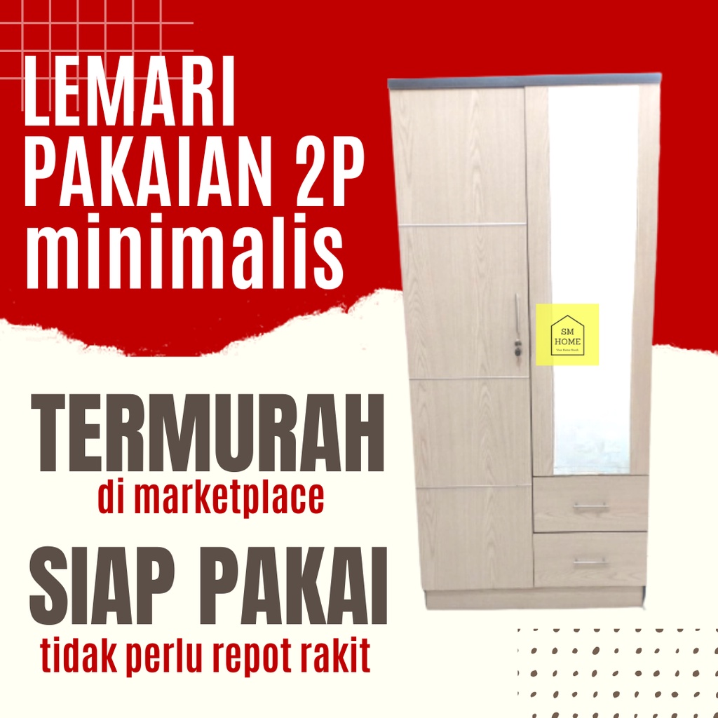 Lemari Pakaian 2 Pintu Minimalis/ Lemari Baju 2Pintu