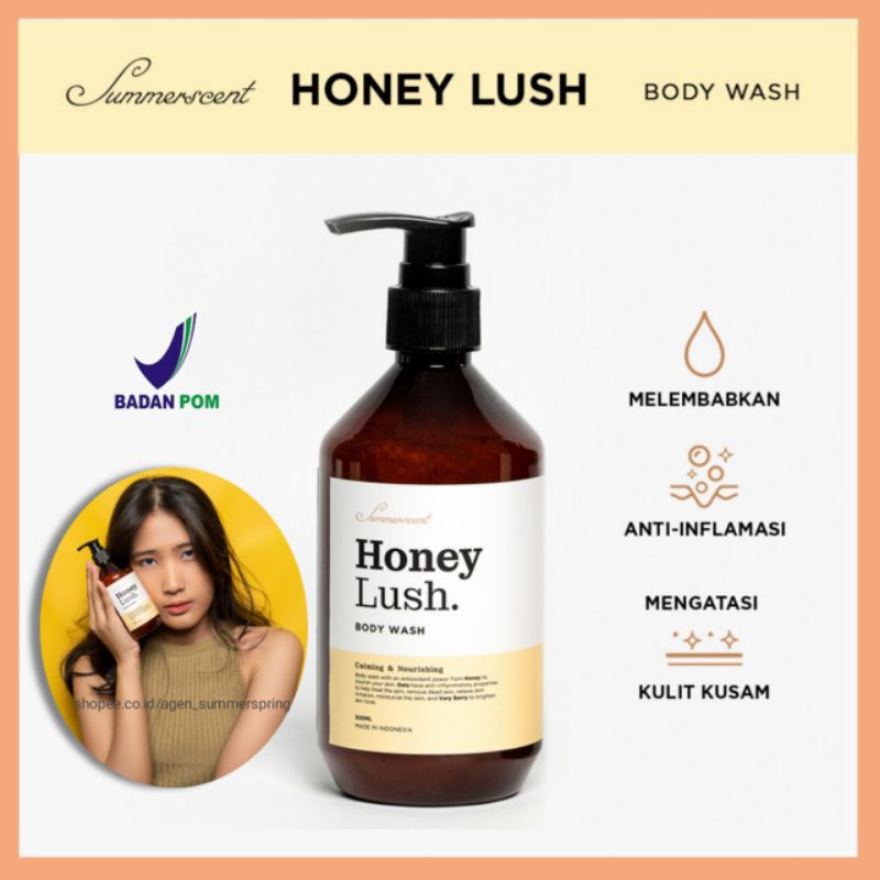 Honey Lush Body Wash Summerscent 300ml Sabun Mandi Cair BPOM Free Bubblewrap