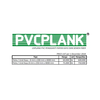 Lisplang Lisplank PVC Plank Warna  Abu  Muda  200 x 8 x 