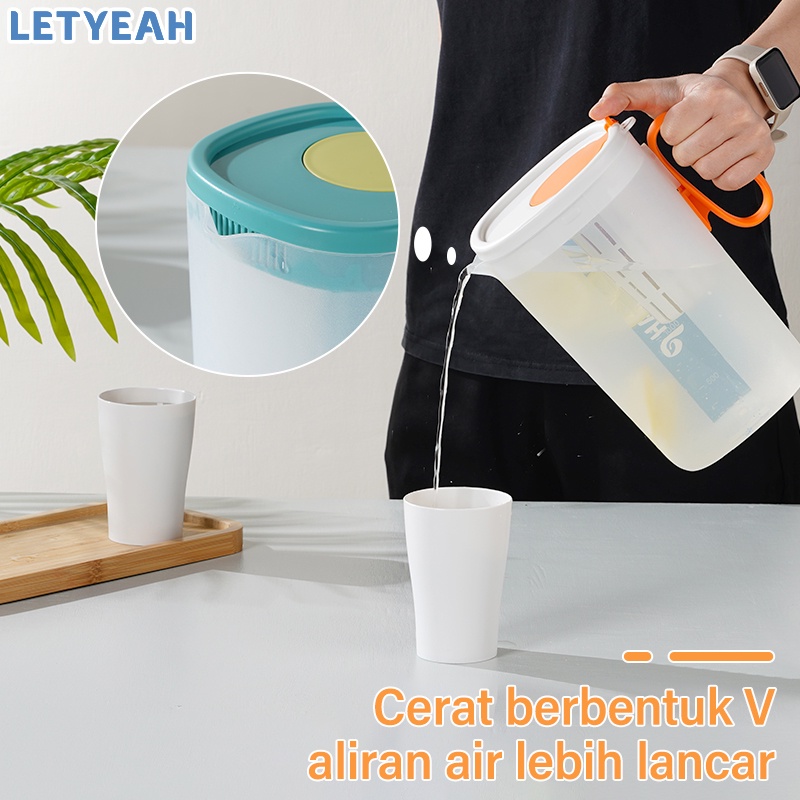 letyeah Teko air set dengan 4 cangkir/water jug 2.2L/ teko jus set 5 in 1 /teko teh dengan saringan BPA free