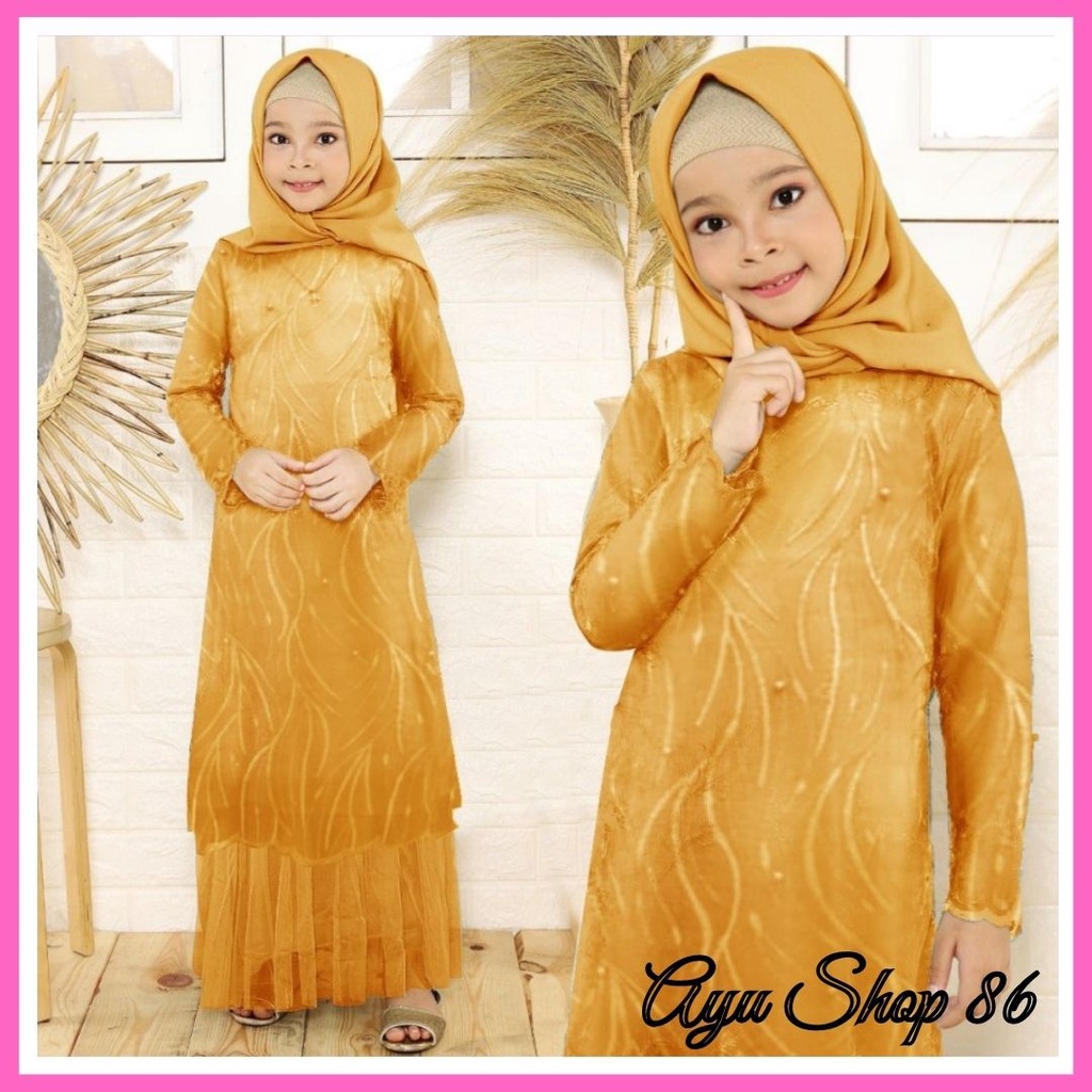 Baju Gamis Syari Anak Perempuan Muslim Usia 3 4 5 6 7 8 9 Tahun Modern Mewah Elegan Trendy Termurah 