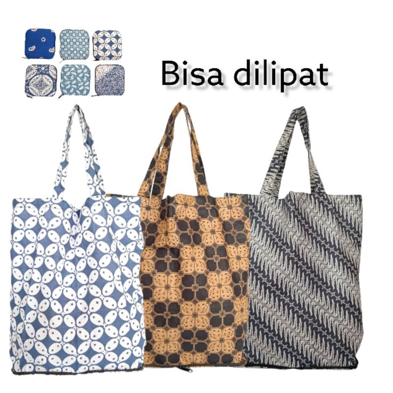 Ande Lumut - Tas Tote Bag Batik | Lipat Shopping Bag Batik Lipat | Tas Belanja Batik Lipat