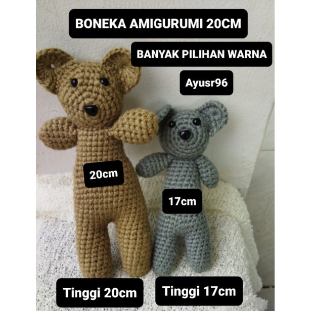 BONEKA AMIGURUMI BERUANG SIZE BESAR TINGGI 20CM UNTUK BABY NEWBORN FOTOSOOT