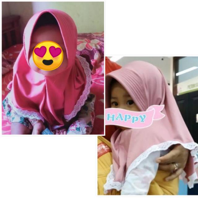 Hijab jilbab kerudung bayi model Pet renda