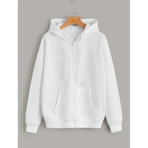 hoodie zipper white (cotton flecee)