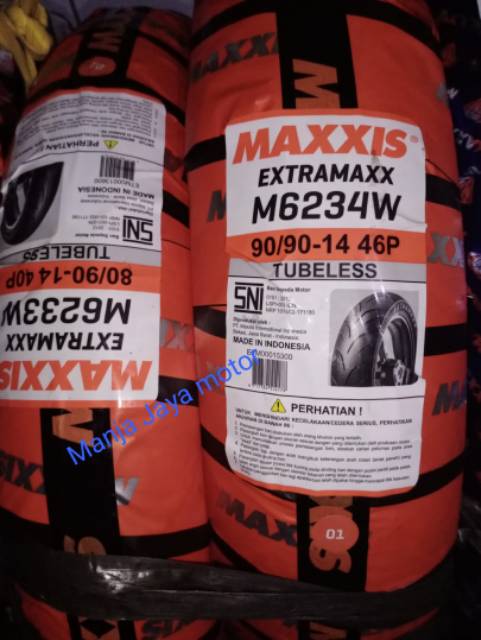 Paket ban tubeless maxxis extramaxx 80/90-14 &amp; 90/90-14 for vario/beat/scoopy/Mio J/Mio smile/Mio m3