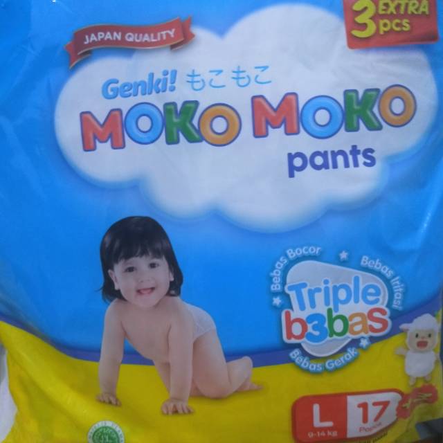 Diapers Pampers popok bayi Moko Moko L 17+3 pcs