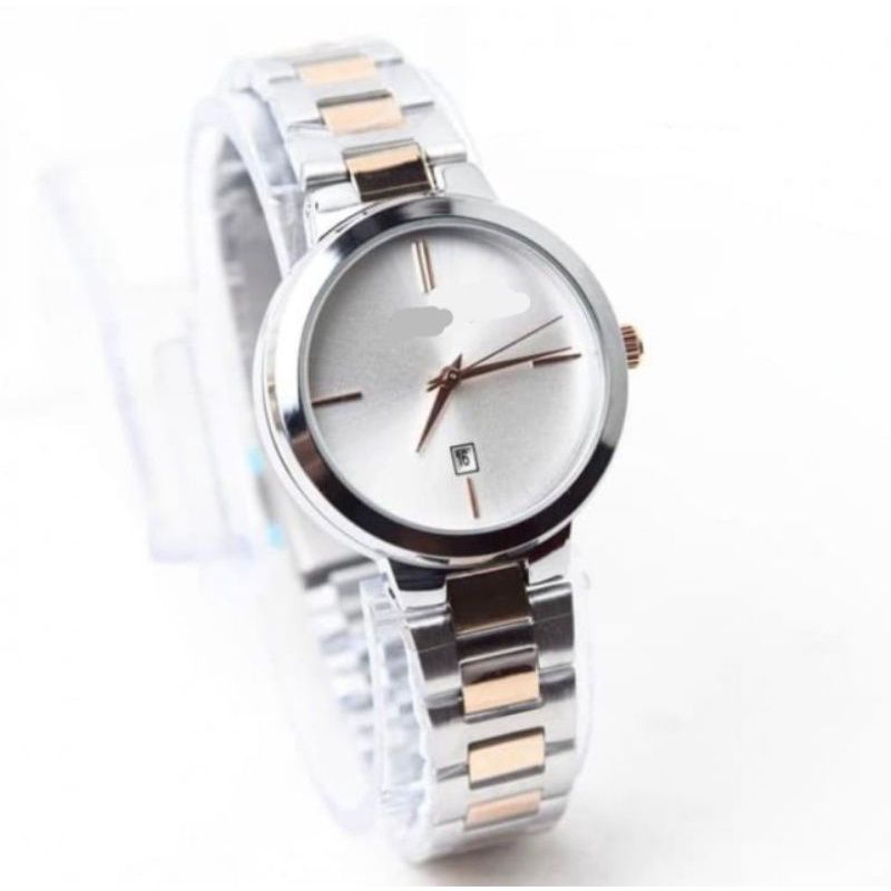 (Grosir)Jam Tangab Wanita Fashion Fo22iL Bulat Tanggal Aktif Strap Rantai/Stell(Terima Cod)