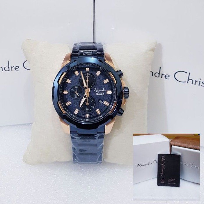 ALEXANDRE CHRISTIE PRIA AC 6523 BLUE ROSEGOLD JAM TANGAN PRIA ORIGINAL