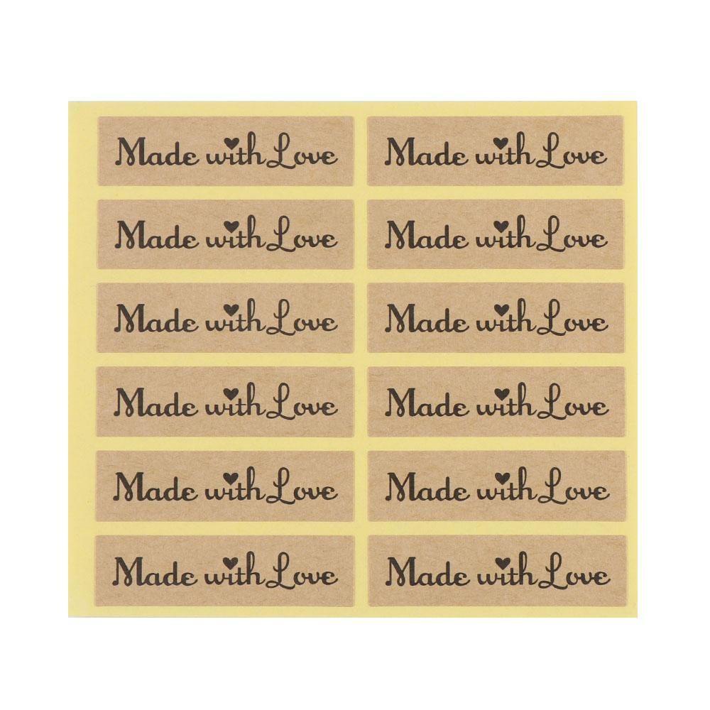 Suyo 120PCS Stiker Tulisan Made With Love DIY Untuk Hadiah Valentine