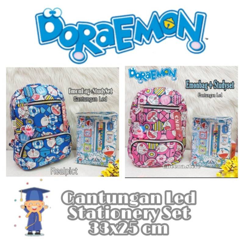 TAS RANSEL EMONBAG ANAK FREE GANTUNGAN LED DAN STUDYSET