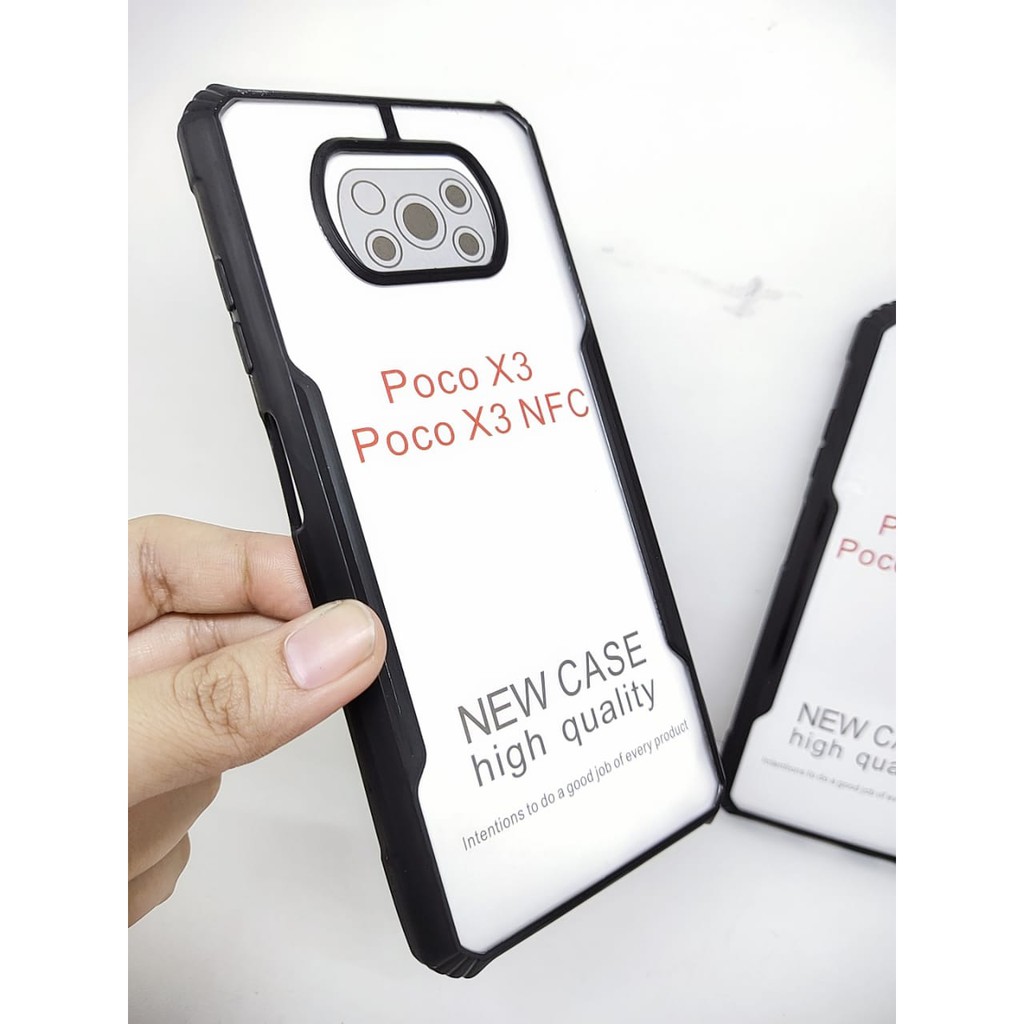 Anti Shocking Xiaomi Poco X3 6.67 Inch Hardcase Fusion List Hitam Acrylic Case