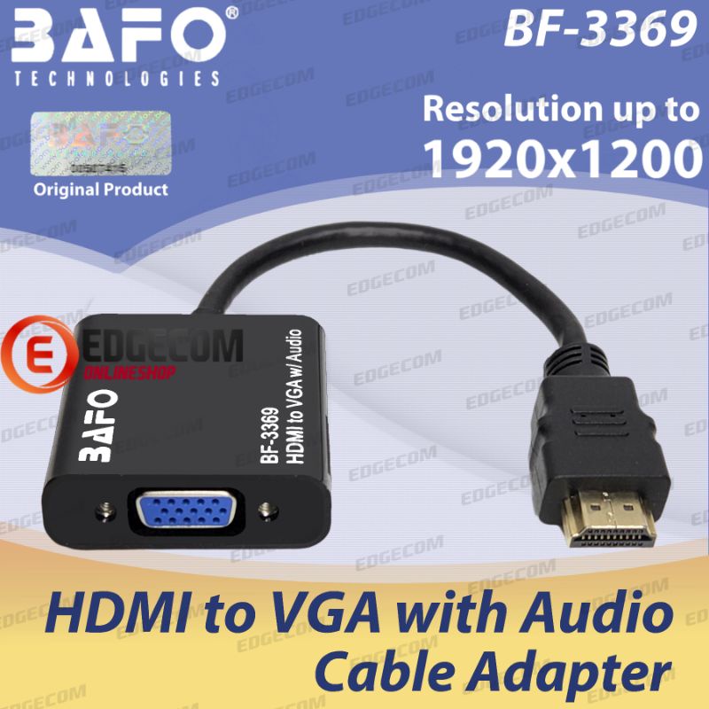 BAFO HDMI TO VGA With AUDIO Cable Adapter BF-3369 ORIGINAL