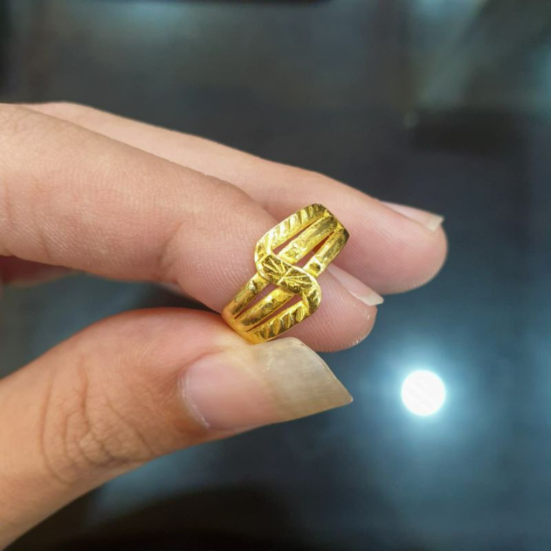 Cincin maspol model isabeth emas asli 24K kadar 97%