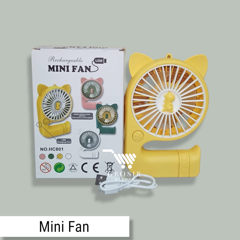 KIPAS ANGIN PORTABLE USB / USB CHARGING MINI FAN / KIPAS ANGIN MINI USB BENTUK LUCU