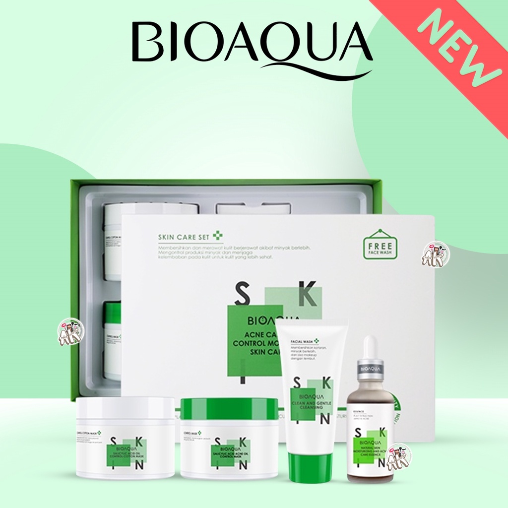 BIOAQUA PAKET SKINCARE / ANTI ACNE JERAWAT OIL CONTROL MOISTURIZING SKIN CARE SET ( ISI 4 ITEMS )