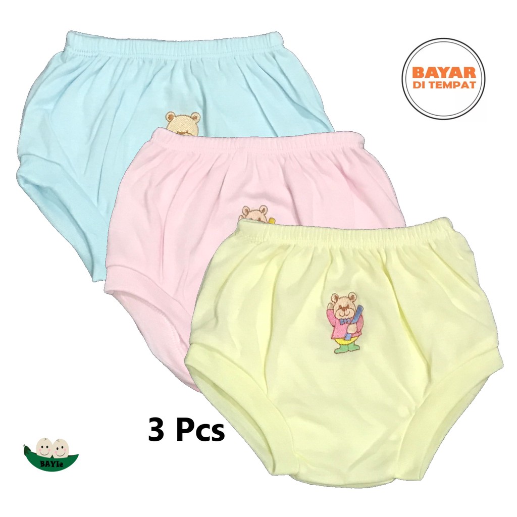 BAYIe - 3 Pcs Celana SEGITIGA Bayi Warna LILY Kualitas PREMIUM Bahan TC tebal 0-6 bulan/celana kodok