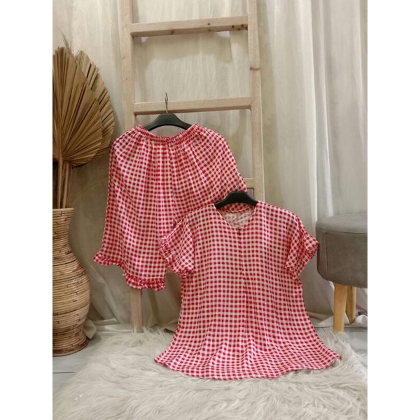 SET DORI KRIWIL MURAH, ONE SET PIYAMA CANTIK BAHAN RAYON ADEM