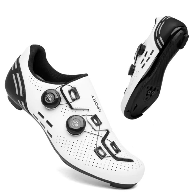 Sepatu Sepeda Multi Cleat Roadbike MTB 2 BOA Cycling Shoes Cleats Sepatu Gowes White