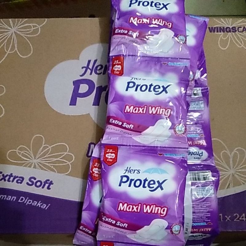 Hers Protex Maxi Wing Ungu 1 dus isi 24 renceng x 10 pcs