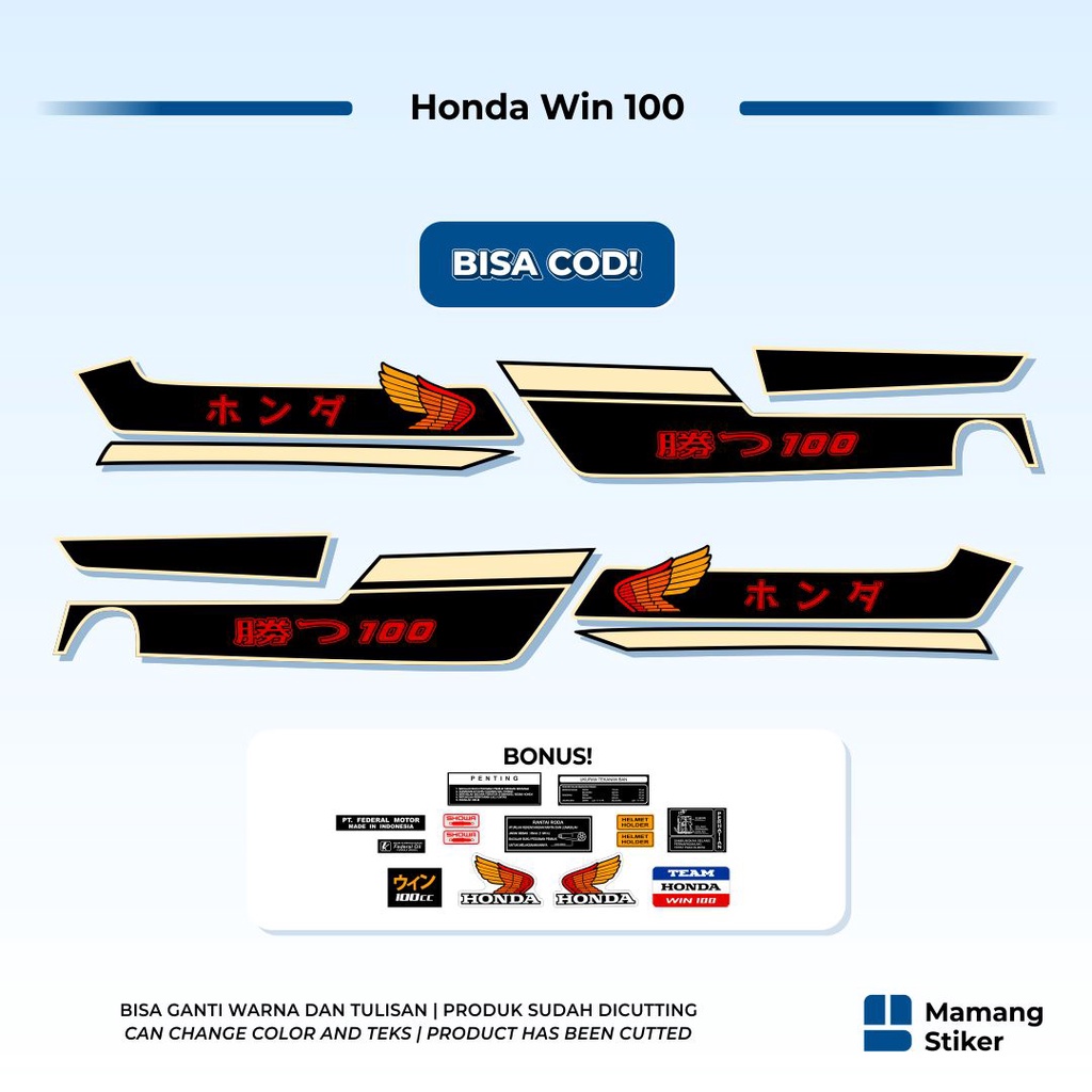 Striping Honda Win 100 Original (7) Variasi Japan Jepang Custom Racing 1984 2002 2003 2004 2005 FDR 