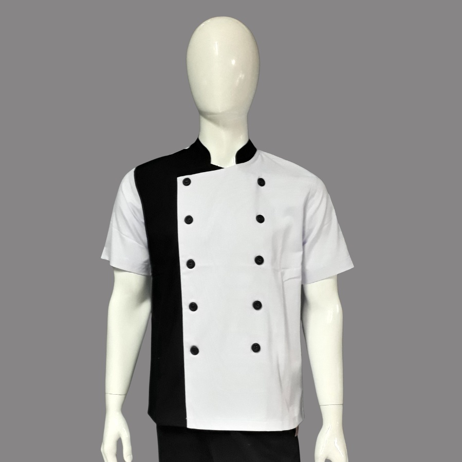 Chef Wear Baju Koki Komb Hitam-Putih