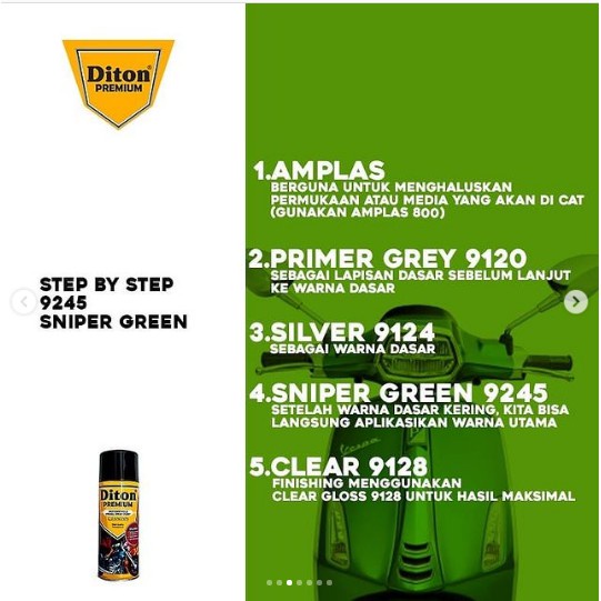 Cat Pilox Diton Premium Sniper Green 9245 400cc warna hijau yamaha mio j soul